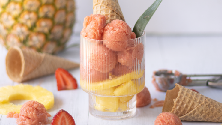 Pineapple and strawberry ice cream recipe